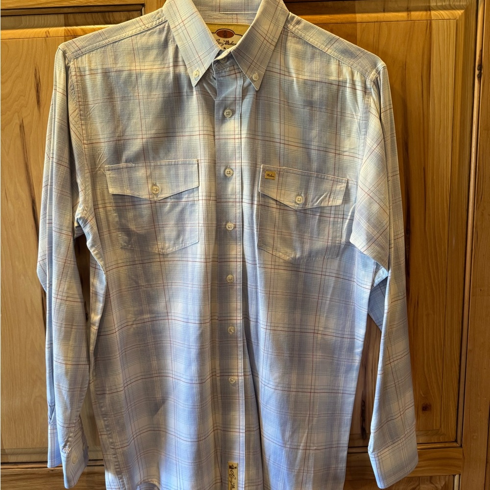 Larry Mahan Light Blue Plaid Button Down Shirt